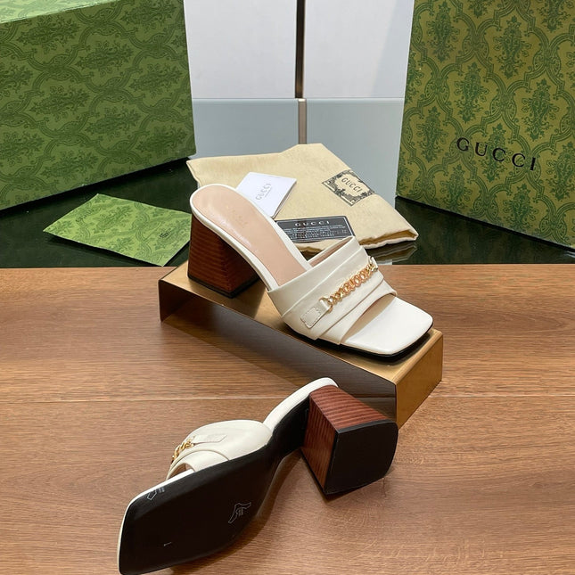 GG SIGNORIA SLIDE SANDAL WHITE DENIM