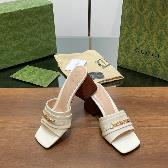 GG SIGNORIA SLIDE SANDAL WHITE DENIM