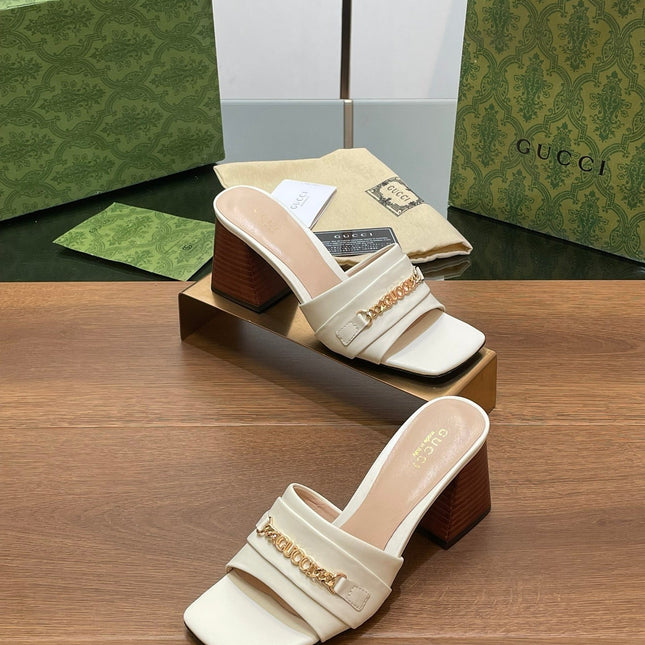 GG SIGNORIA SLIDE SANDAL WHITE DENIM