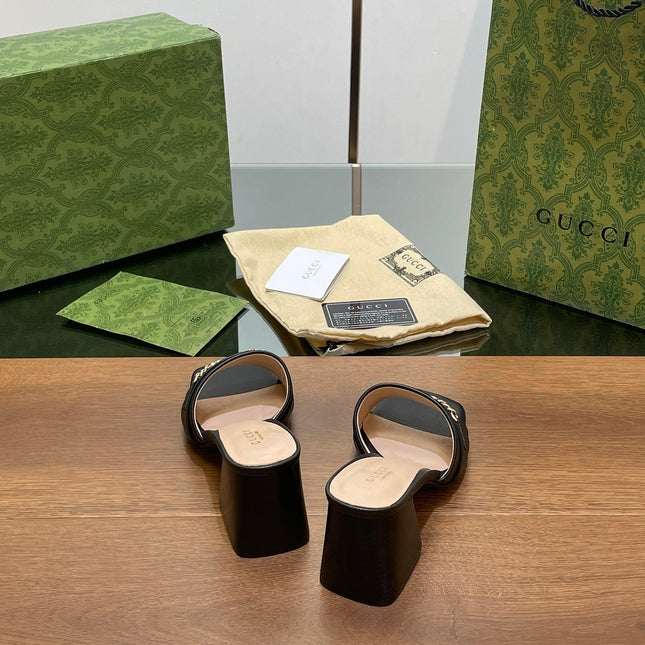 GG SIGNORIA SLIDE SANDAL BLACK DENIM