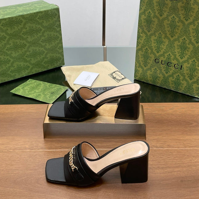 GG SIGNORIA SLIDE SANDAL BLACK DENIM