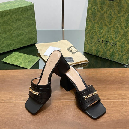 GG SIGNORIA SLIDE SANDAL BLACK DENIM