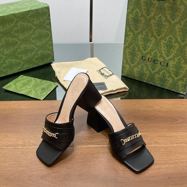 GG SIGNORIA SLIDE SANDAL BLACK DENIM