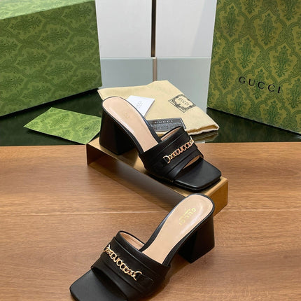 GG SIGNORIA SLIDE SANDAL BLACK DENIM