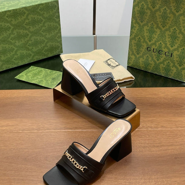 GG SIGNORIA SLIDE SANDAL BLACK DENIM