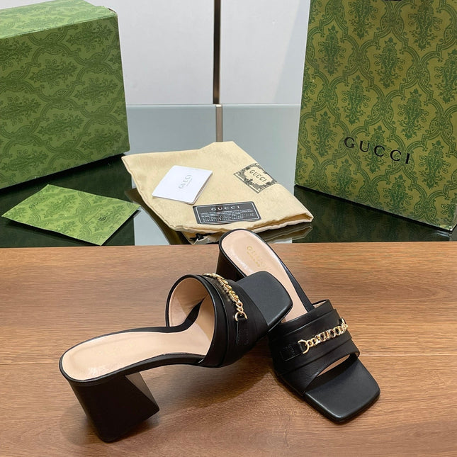 GG SIGNORIA SLIDE SANDAL BLACK DENIM