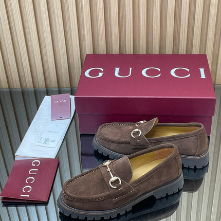 GG WOMEN'S HORSEBIT LOAFERS IN DARK BROWN SUEDE