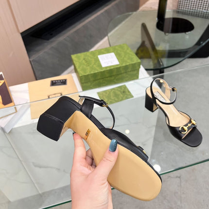 GG HIGH HEELS SANDALS 60 IN BLACK LAMBSKIN