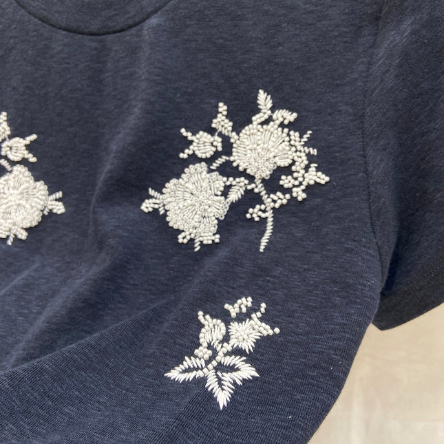 FLORAL EMBROIDERED T SHIRT 25S IN COTTON 266303