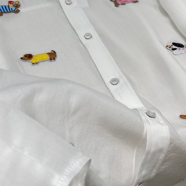 THOM INSPIRED SHIRT SET WITH DOG PRINT25S IN OXFORD COTTON 266228