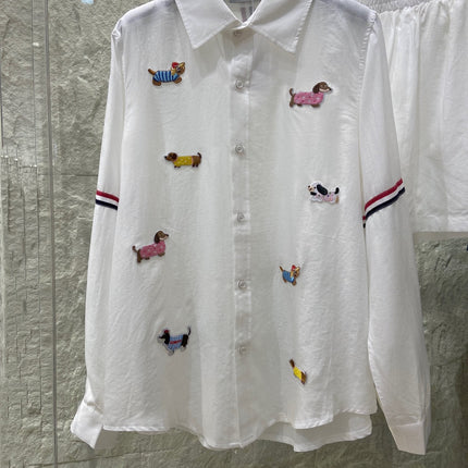 THOM INSPIRED SHIRT SET WITH DOG PRINT25S IN OXFORD COTTON 266228