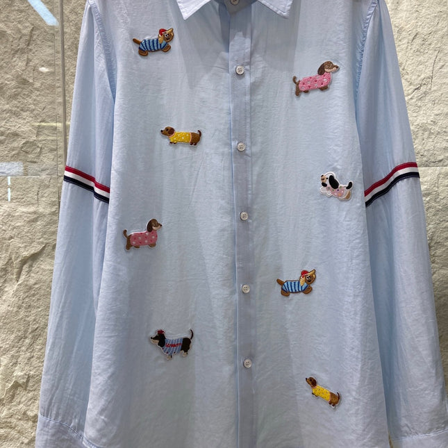 THOM INSPIRED SHIRT SET WITH DOG PRINT25S IN OXFORD COTTON 266233