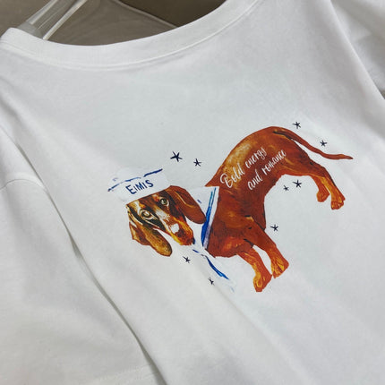 DACHSHUND PRINT T SHIRT 25S IN COTTON 266126