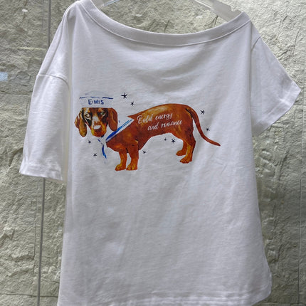 DACHSHUND PRINT T SHIRT 25S IN COTTON 266126