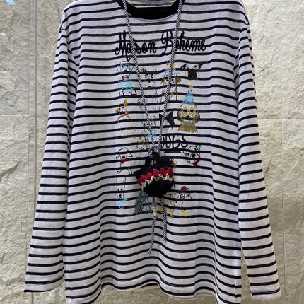 LONG SLEEVE STRIPED T-SHIRT 25S IN COTTON 266046