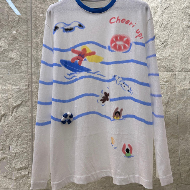 STRIPED LONG SLEEVE T SHIRT 25S IN COTTON 266277