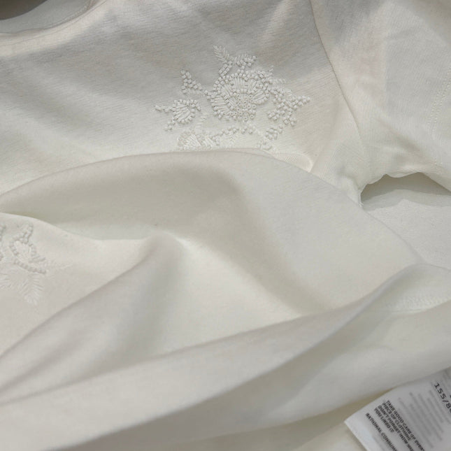 FLORAL EMBROIDERED T SHIRT 25S IN COTTON 266309