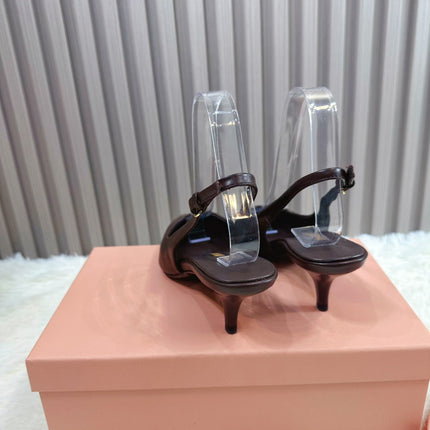 POINTED-TOE SLINGBACK IN MAHOGANY LAMBSKIN