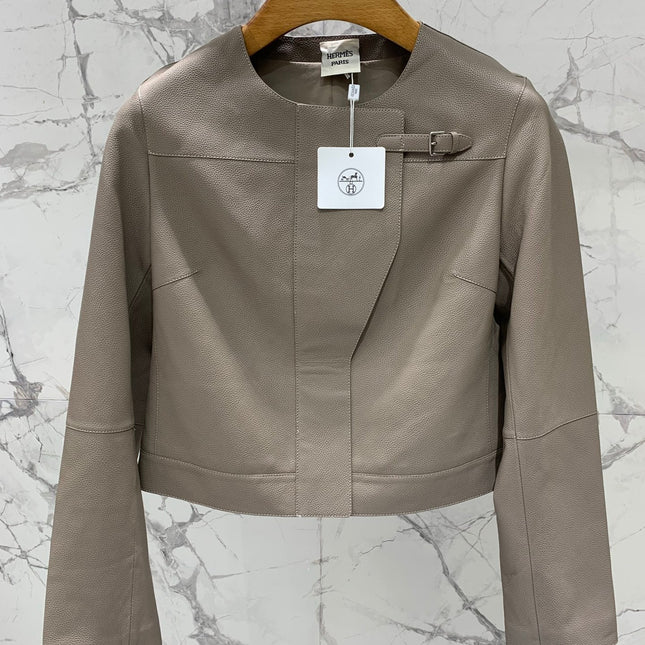 HERMES 25S LEATHER JACKET WITH LEATHER SHORTS 528568