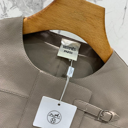 HERMES 25S LEATHER JACKET WITH LEATHER SHORTS 528568