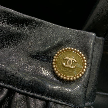 CHANEL 25S ROUND-NECK LEATHER JACKET 410