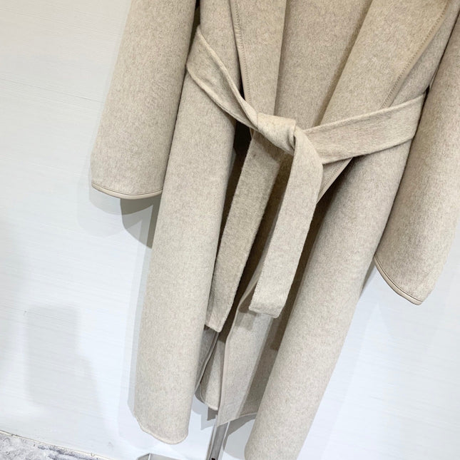 HERMES 25S KNIT HOODED COAT WITH SHEARLING TRIM 216