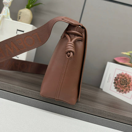 FLAMENCO SATCHEL 34 IN PECAN BROWN SHINY SUPPLE CALFSKIN