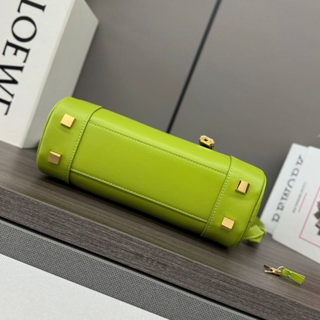 AMAZONA 23 CROPPED BAG IN PEAR GREEN SOFT GRAINED CALFSKIN