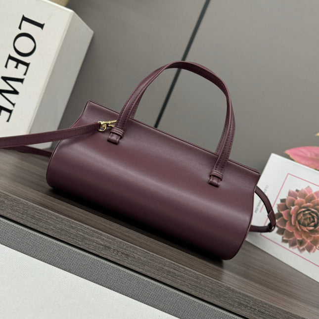 CYLINDER BAG 25 IN WINE PURPLE CALFSKIN