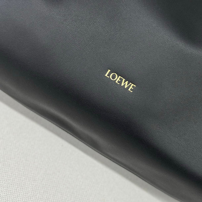 LOE LARGE 41 FLAMENCO PURSE BUCKET IN BLACK LAMBSKIN