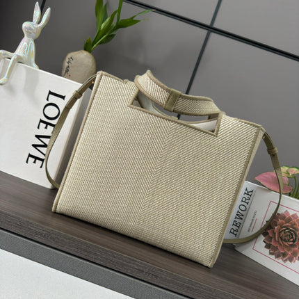 LARGE 30 LOEWE FONT TOTE IN ECRU JACQUARD CANVAS