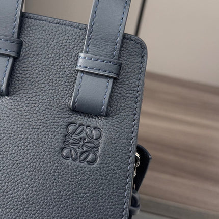 LOEWE 25S HAMMOCK BAG 20 IN CHARCOAL BLUE CALFSKIN SILVER HARDWARE