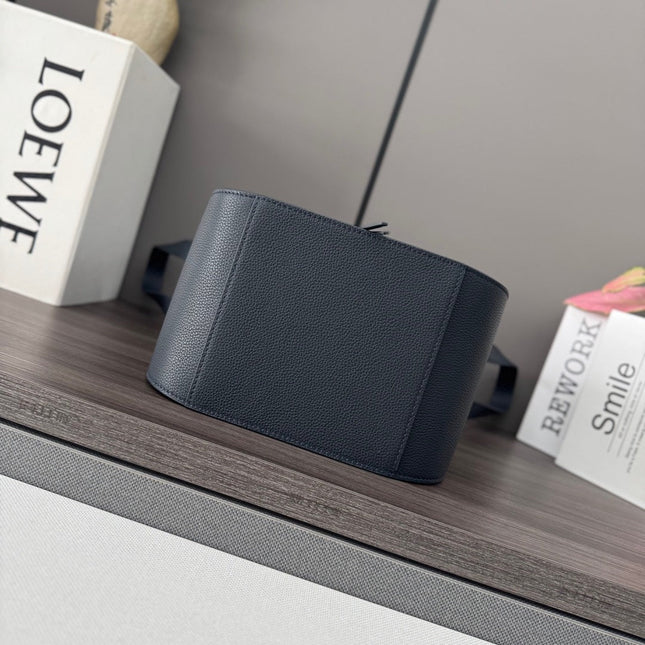 LOEWE 25S HAMMOCK BAG 20 IN CHARCOAL BLUE CALFSKIN SILVER HARDWARE