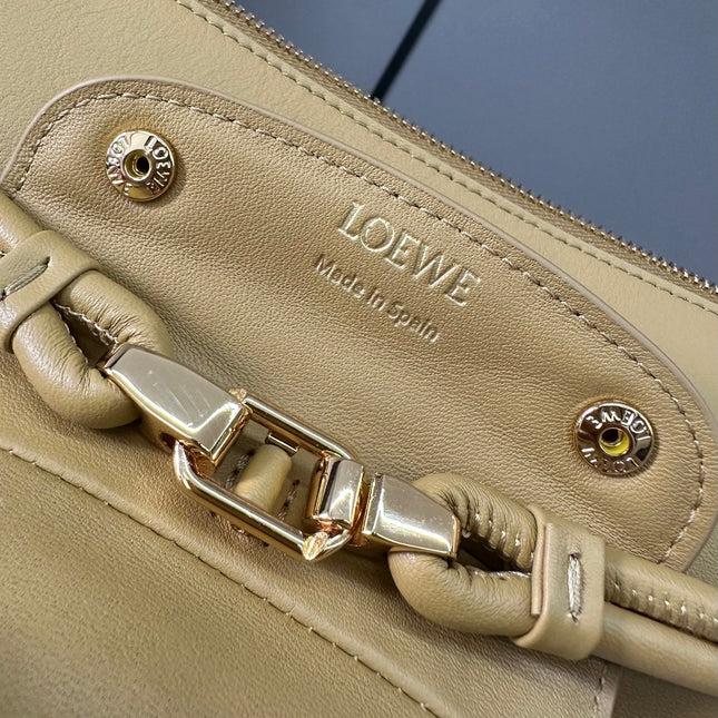 LOEWE 25S MADRID BAG 28 IN SAND YELLOW CALFSKIN GOLD HARDWARE