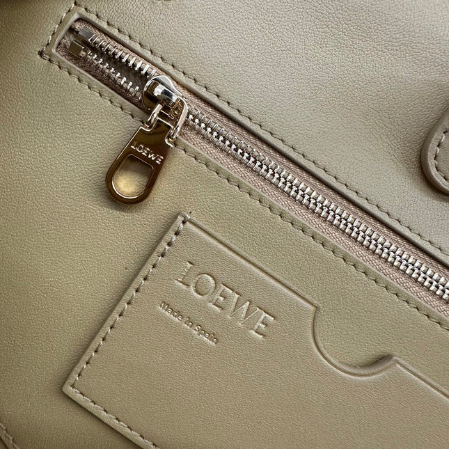 LOEWE 25S MADRID BAG 28 IN SAND YELLOW CALFSKIN GOLD HARDWARE