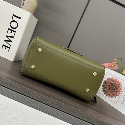LOEWE 25S MADRID BAG 28 IN OLIVE GREEN CALFSKIN GOLD HARDWARE