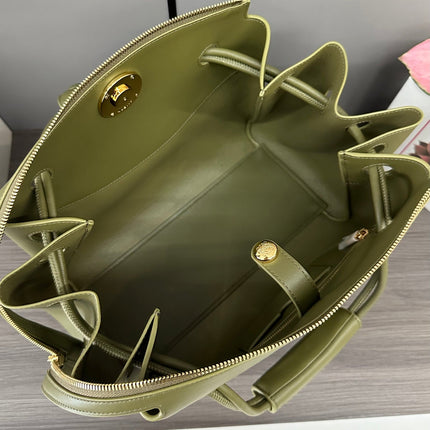 LOEWE 25S MADRID BAG 28 IN OLIVE GREEN CALFSKIN GOLD HARDWARE