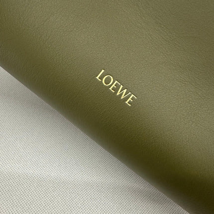 LOEWE 25S MADRID BAG 28 IN OLIVE GREEN CALFSKIN GOLD HARDWARE