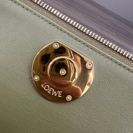 LOEWE 25S MEDIUM MADRID BAG 23 IN OLIVE GREEN CALFSKIN GOLD HARDWARE