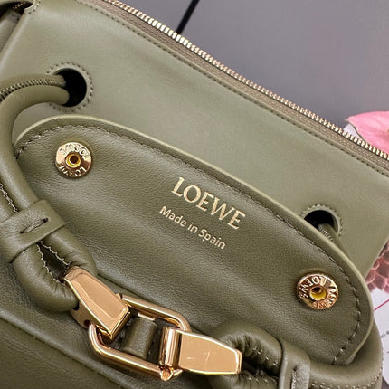 LOEWE 25S MEDIUM MADRID BAG 23 IN OLIVE GREEN CALFSKIN GOLD HARDWARE