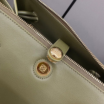 LOEWE 25S MEDIUM MADRID BAG 23 IN OLIVE GREEN CALFSKIN GOLD HARDWARE