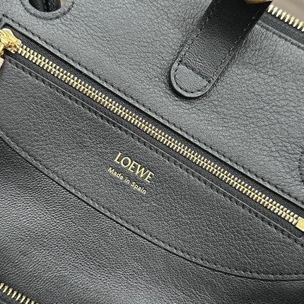 LOEWE 25S MEDIUM MADRID BAG 23 IN BLACK CALFSKIN GOLD HARDWARE