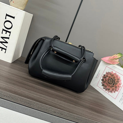 LOEWE 25S MEDIUM MADRID BAG 23 IN BLACK CALFSKIN GOLD HARDWARE