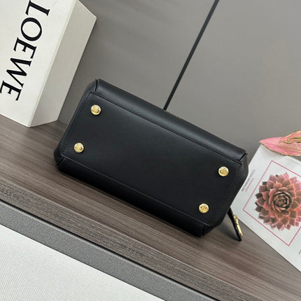 LOEWE 25S MEDIUM MADRID BAG 23 IN BLACK CALFSKIN GOLD HARDWARE