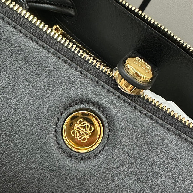 LOEWE 25S MEDIUM MADRID BAG 23 IN BLACK CALFSKIN GOLD HARDWARE