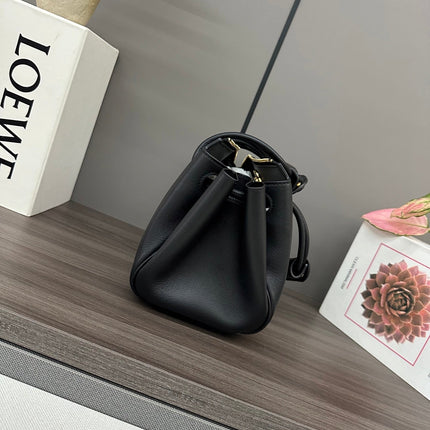 LOEWE 25S MEDIUM MADRID BAG 23 IN BLACK CALFSKIN GOLD HARDWARE