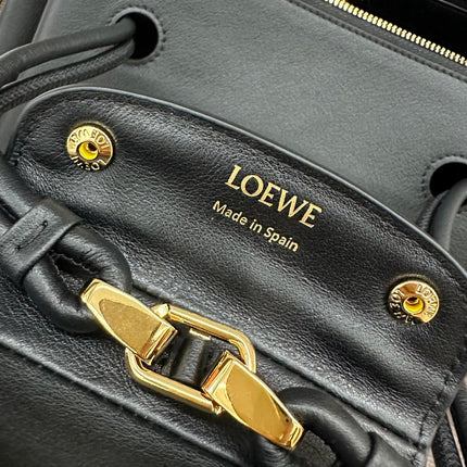 LOEWE 25S MEDIUM MADRID BAG 23 IN BLACK CALFSKIN GOLD HARDWARE