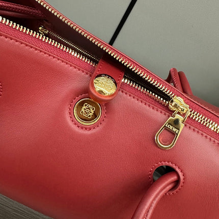 LOEWE 25S MEDIUM MADRID BAG 23 IN CHERRY RED CALFSKIN GOLD HARDWARE
