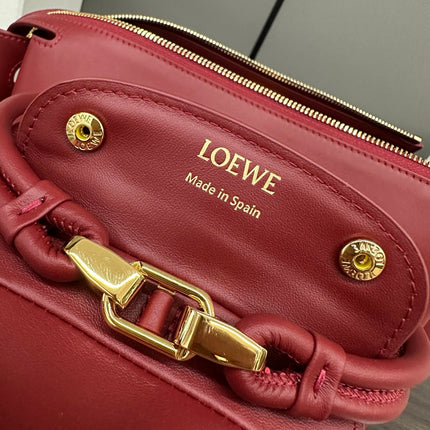LOEWE 25S MEDIUM MADRID BAG 23 IN CHERRY RED CALFSKIN GOLD HARDWARE