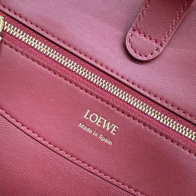 LOEWE 25S MEDIUM MADRID BAG 23 IN CHERRY RED CALFSKIN GOLD HARDWARE